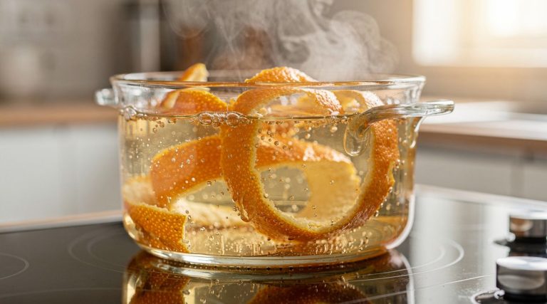 natural cleaning hack with orange peels and vinegar